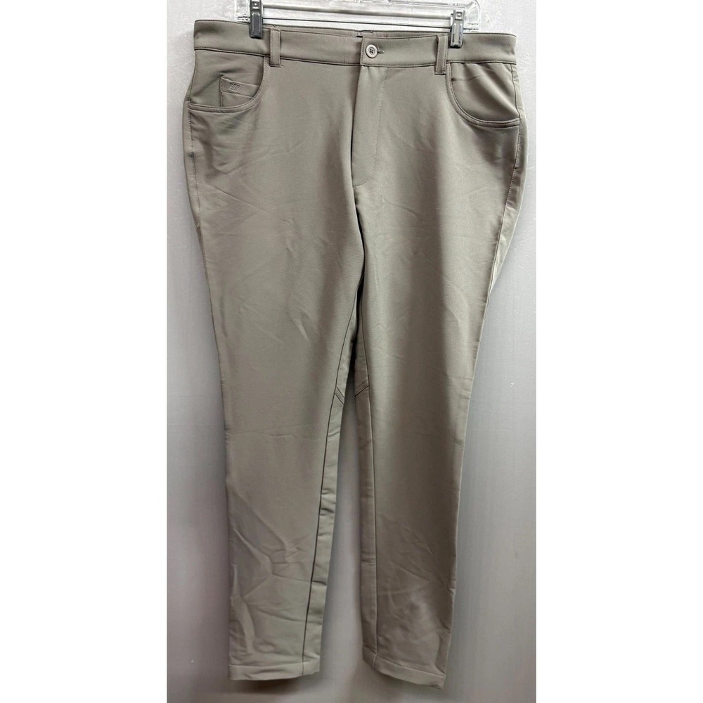 Zyia Active Chino Pants Mens XL Gray Stretch Flat Front Resort Wear Tapered Leg